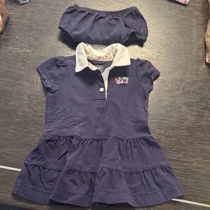 GAP Navy Baby Dress with Floral Trim